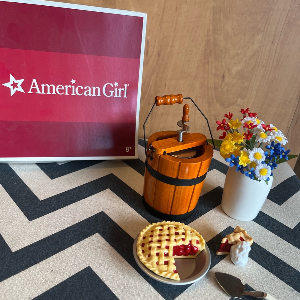 American Girl Wooden Ice Cream Set with Pie and Flowers